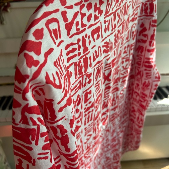 Vibrant Red and White Women's Blouse L - Picture 14 of 16